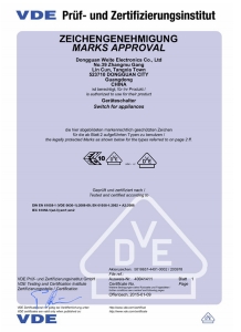 東莞葳特WT2微動開關VDE證書